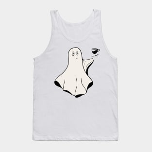 Cute Halloween Ghost Holding Coffee Tank Top